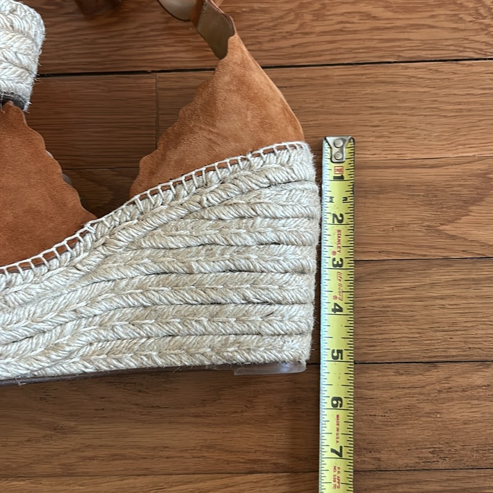Chloe – authentic -Lauren suede espadrille wedge double ankle wrap, sandal - Picture 7 of 8